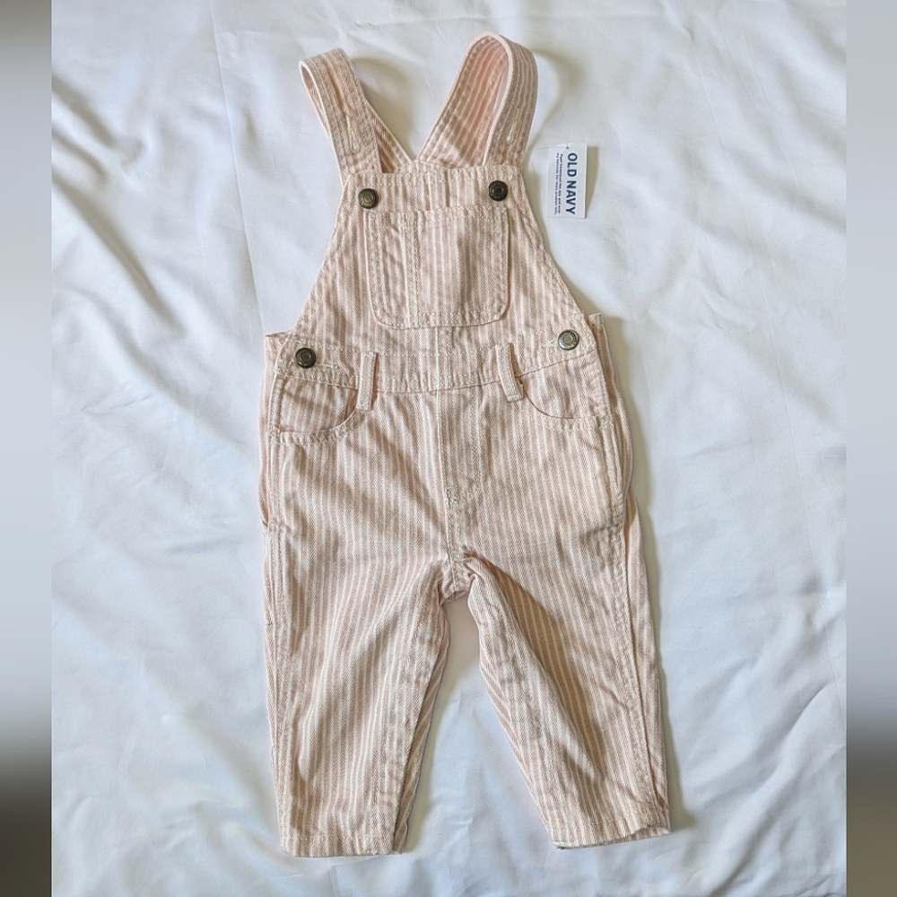 NWT Old Navy Striped Overalls 6-12m